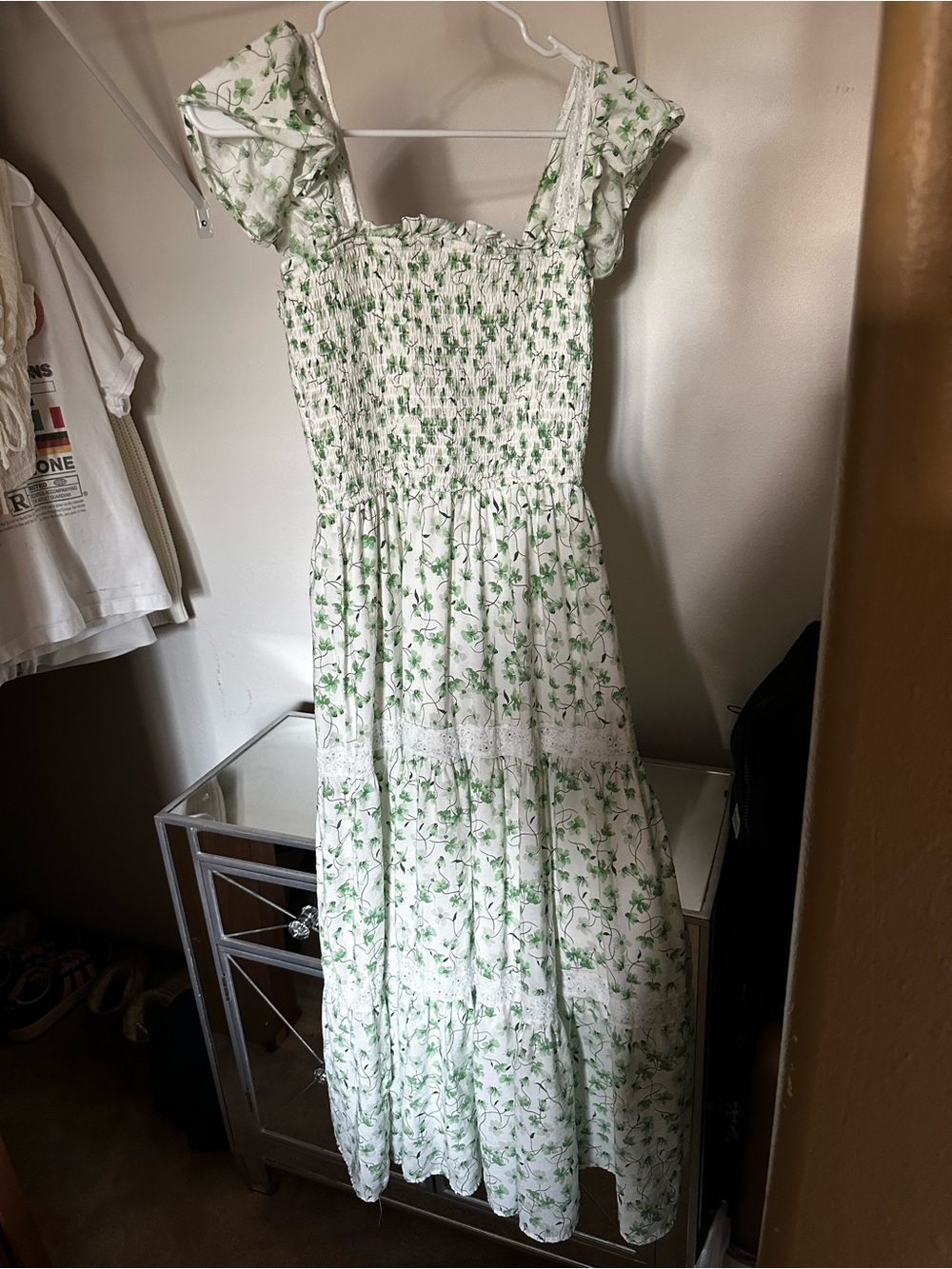 Blu Pepper White/Green Floral Maxi Dress